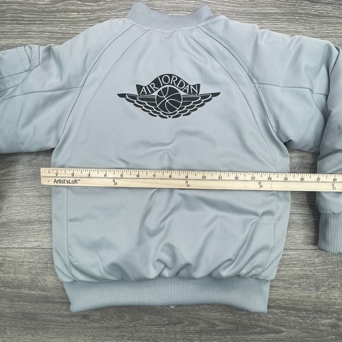 Nike Air Jordan Jacket Boys 7 Gray Bomber Puffer Lined Heavy Warm Winter Jumpman - Picture 15 of 16