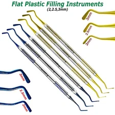 Dental Flat Plastic Composite Filling Instruments Titanium Coated Tips Set of 3