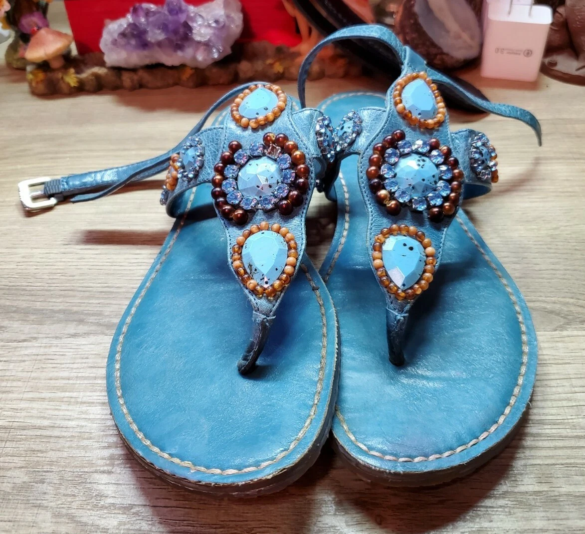 Discover more than 150 turquoise jeweled sandals best - vietkidsiq.edu.vn