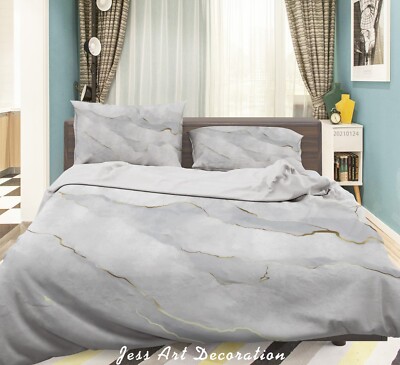 3D Gray Gold Texture Marble Quilt Cover Set Bedding Sets Pillowcases Queen