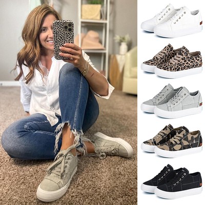 Women Lace Up Wedge Sneakers Low Top Fashion Sneakers Side Zipper Ankle Booties 
