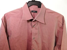 Hugo Boss Plum Dress Shirt Men's Size 17 32/33 Button Front L/S Black Label