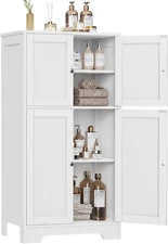 Bathroom Floor Storage Cabinet, Freestanding Bathroom Storage Unit with 2 Adjust