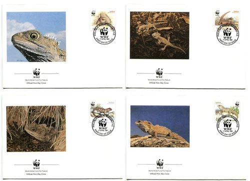 WWF E82 New Zealand 4 FDC 1991 Wild Animals Reptiles