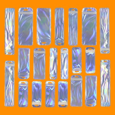 Pack of 100 Clear & Holographic Stationary Beauty Packaging Supply Mylar Bags
