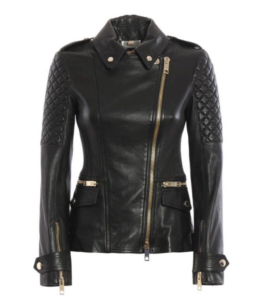 Burberry Remmington Lambskin Biker Jacket - Black Size US2