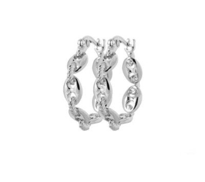 Ohrringe Creolen Kaffeebohne 925/000 Sterling Silber Rhodiniert