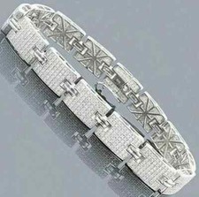 12 CT Round Cut Lab-Created Diamond Men's Tennis Bracelet 14K White Gold Plated