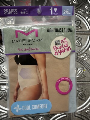 NEW Women's Size 2XL Maidenform BEIGE High Waist Thong Flexees Feel Good Fashion