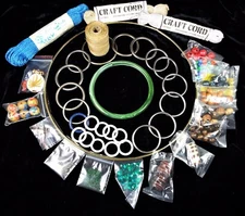 Craft Lot - Cords - String - Metal Rings - Plastic Rings - Beads - All New