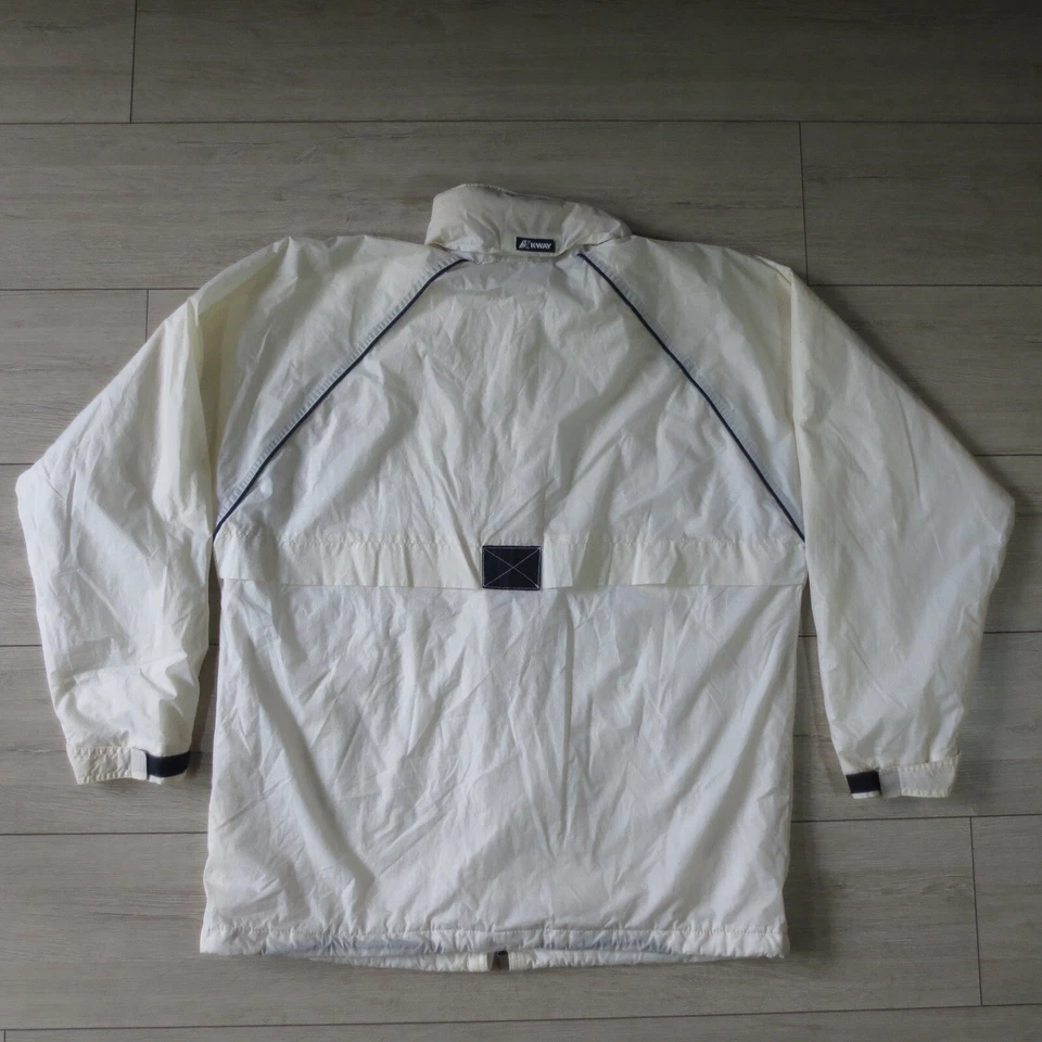 Imperméable Capuche Doublé Vintage 90s K-Way Homme L Blanc Crème - Photo 4/4