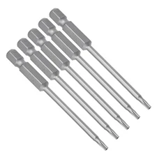 5pcs T8 Magnetic Torx Screwdriver Bits 1/4 Inch Hex Shank S2 Security