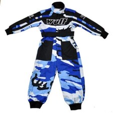 Enfant Combinaison de kart motocross WULF Dirt Pit Quad moto enduro, Camo Bleu