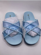 crewcuts J Crew Blue Cross Strap Pool Slides 8 Sandals Slip Ons New BF054