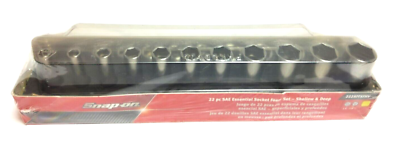 #ad New Snap on 3 8quot; drive 1 4quot; thru 7 8quot; 22pc 6 point Shallow Deep Socket 222SFFSHV $479.99