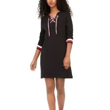 Tommy Hilfiger Lace-Up Sweatshirt Dress Black Size M