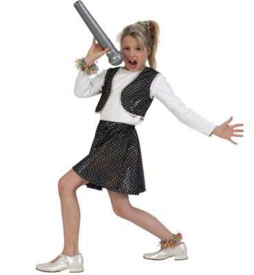 Kinderkostüm Roxy Schwarz, Outfit mit Glitzerpunkten, Star, Showgirl 12211813F