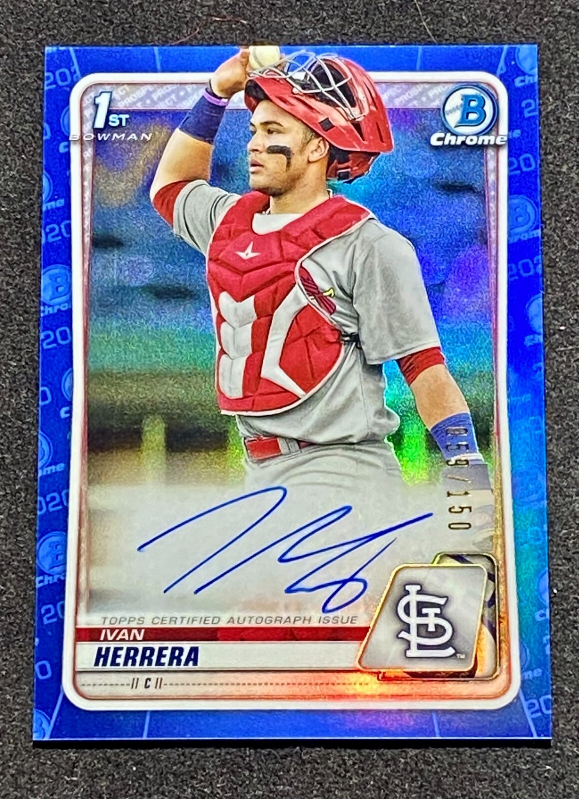 2020 IVAN HERRERA 1st Bowman Chrome Auto TRUE Blue Refractor Autograph /150 SP