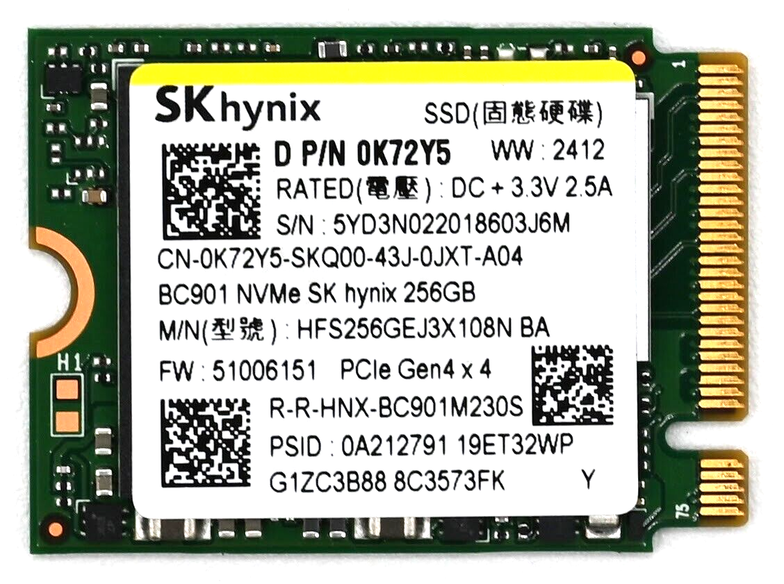 256GB SK Hynix BC901 M.2 2230 NVMe PCIe SSD Gen 4.0x4