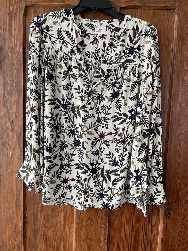 Top Adriano Goldschmied Blanco Verde Azul Marino Dorado Talla XS-M Floral Foto 2 de 4