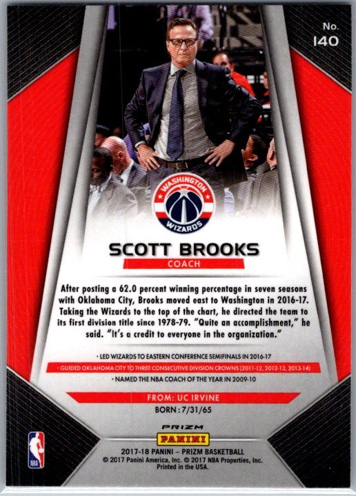 2017-18 Panini Prizm #140 Scott Brooks Prizms Silver | eBay