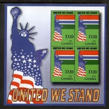 Gambia 2002 - United We Stand 9/11 Memorial - Sheet of 4 Stamps Scott #2576 MNH
