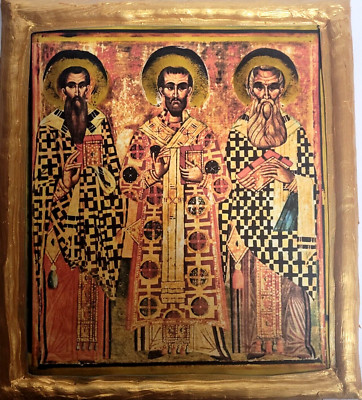 Three Holy Hierarch Saints Gregory St John St Basil Greek Eastern Orthodox Icon