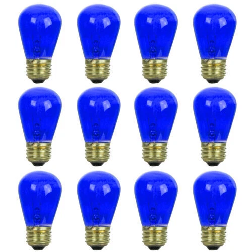 12Pack S14 LED Blue Light Bulb, Blue Transparent Glass Bulb, 11W, E26 Colored - Image 2 of 2