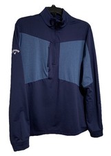Callaway Weather Series 1/4 Zip Pullover Color Block Navy Heather Blue Small EUC