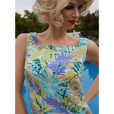 Talbots Dress Womens 12 Silk Palm Floral Sheath Madmen Jackie Kennedy Classy