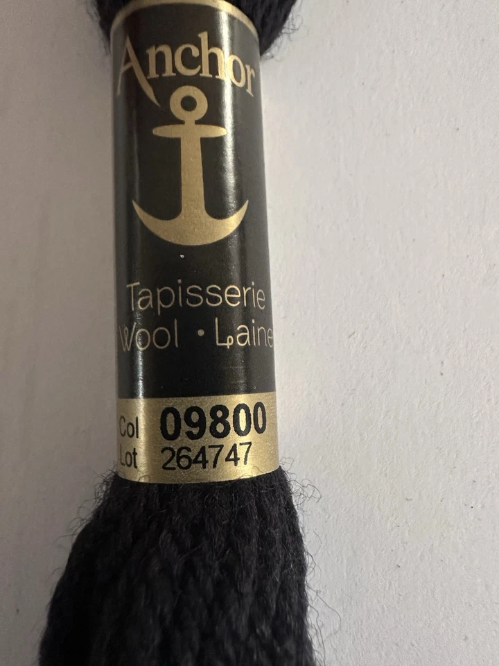 Anchor Tapestry Wool (Tapisserie) Yarn - 10m Skein - Shade No. 09800 Black - Image 2 of 4