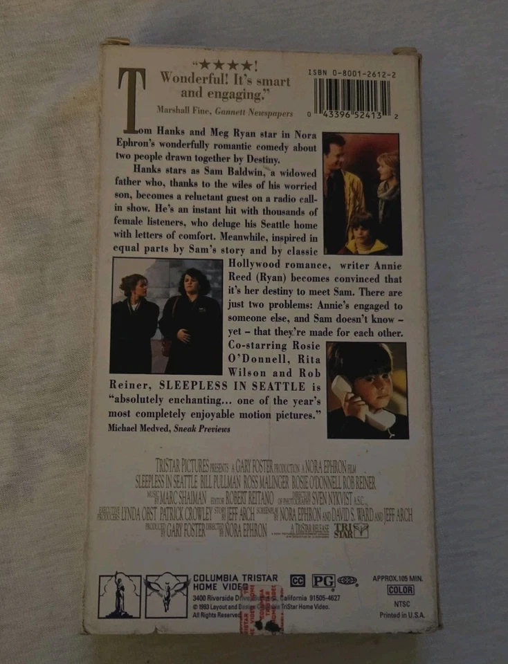 Sleepless in Seattle (VHS) 1993 Tom Hanks, Meg Ryan, Ross Malinger TESTED - Image 2 of 3