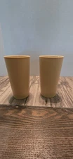 2 Pcs Vintage Tupperware 6.5" Tumblers Cups Beige Colors Stackable