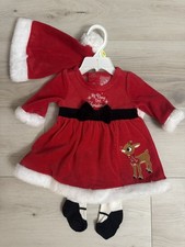 Rudolph the Red-Nosed Reindeer Christmas Outfit For Baby Girl New 3m