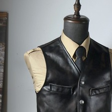 Mens Retro Horsehide Leather Vest Teacore Vintage Western Style Biker Motorcycle