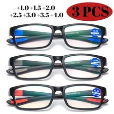 3 Pairs Sports Anti-Blue Light Reading Glasses Reader 1.0 1.5 2.0 2.5 3.0 3.5 4