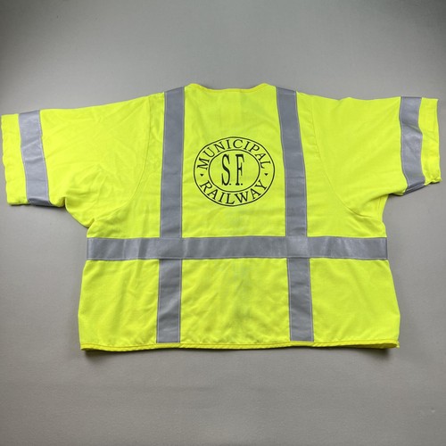Muni San Francisco Vest Mens XXL Yellow Hi-Viz Safety BART Transit Railway Zip