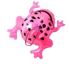 Small Pink Inflatable Lantern Frog Toy with Motion-Activated Light Steel Bal...