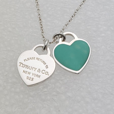 Tiffany  Co. Please Return Mini Heart Sterling Silver .925 Enamel Pendant 2.7g
