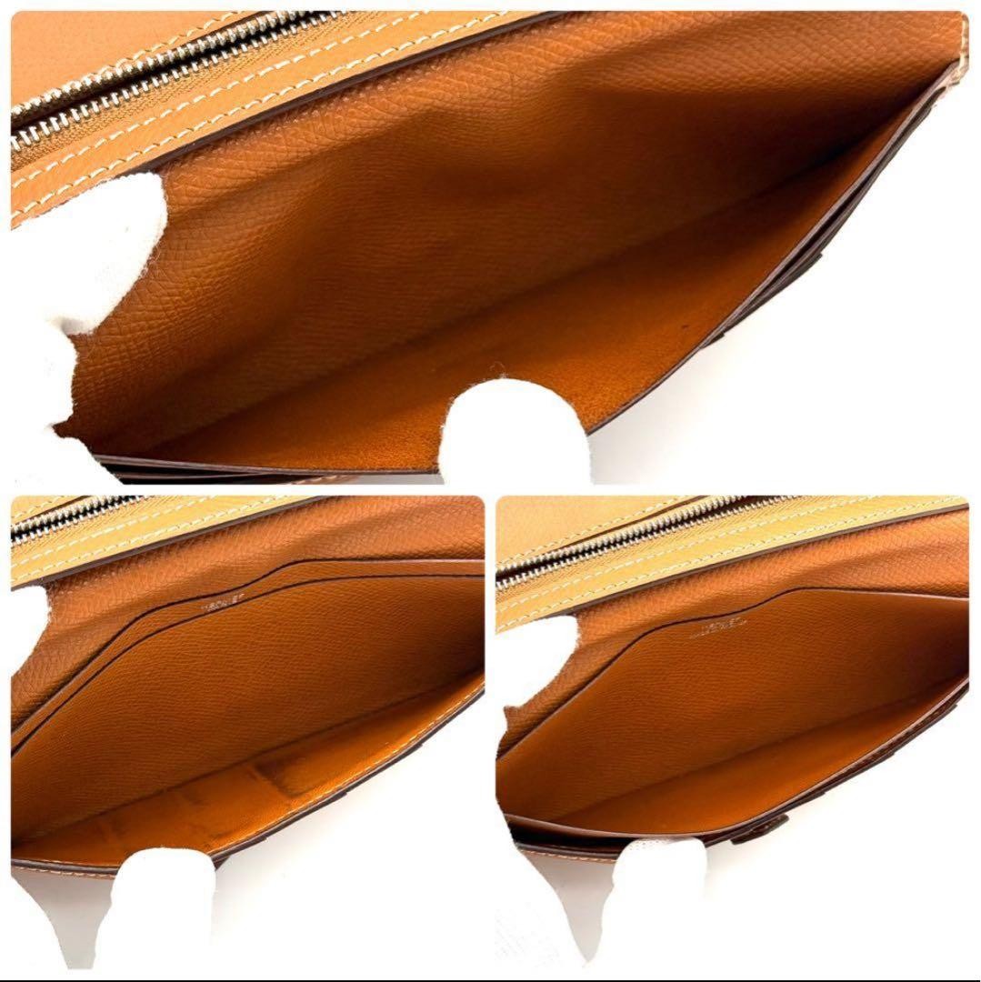 Hermes BeAn Classic Wallet Leather Brown Slim Long Wallet Zipper Pocket thumbnail 8