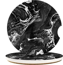 Absorbent Car Coasters 2 Pack for Cup Holders, 2.56" Ceramic Stone & Non-Scratch