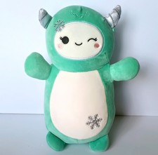 Yollie the Yeti 10  Hug Mee Green Squishmallow with Snowflake Christmas 2023