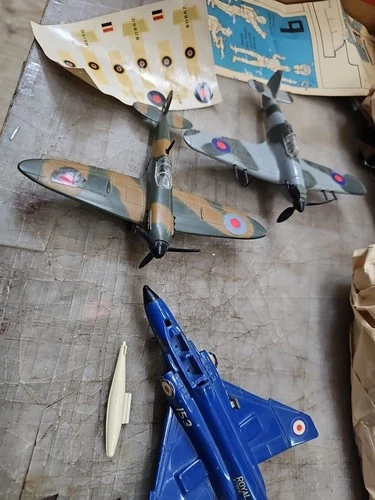 Vintage Dinky Toys Aircraft Lot WWII RAF Planes Spitfire & 2 Jets