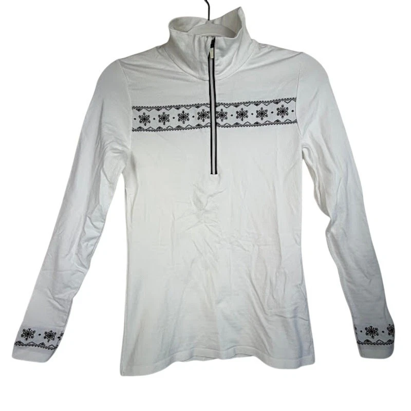 Newland Italy Ski Base Layer 1/4 Zip White Performance Top Womens S