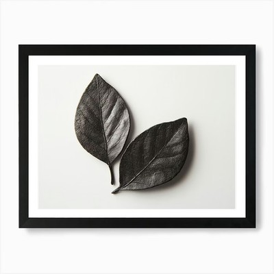 Two Leaves On A White Surface Art P Framed Wall Art Poster Canvas Print Picture