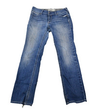 Ariat Real Denim Jeans Womens 31R 30x31 Blue Cowgirl Flaw Distressed