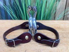 Ladies Stainless Steel Western Spurs w Soft Brown Leather Straps