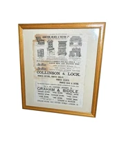 Antique 1890 Framed Victorian Advertisement Print Hewetson Milner London 50×45cm
