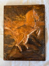 Rustic Hammered Copper Horse Wall Plaque Art Relief on Wood