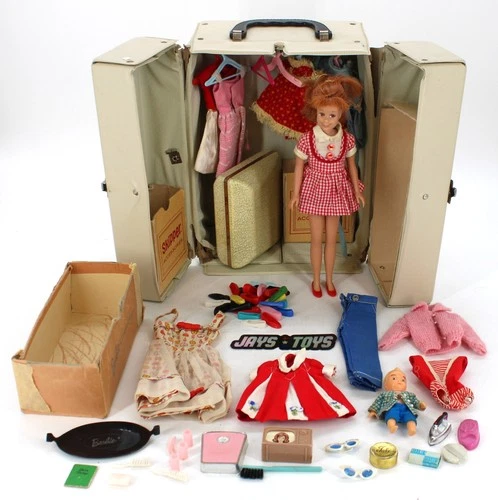 1964 Skipper Barbie's Little Sister Carry Case w/ Doll, Clothes & Accessories